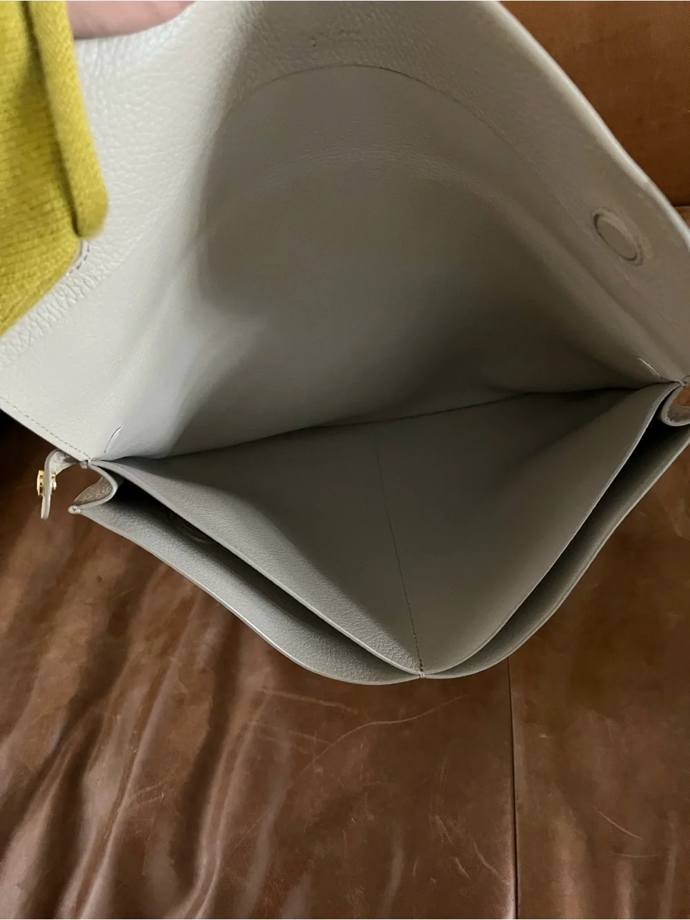 Cuyana Cream Pebbled Leather Laptop Sleeve - holds up to 15 in